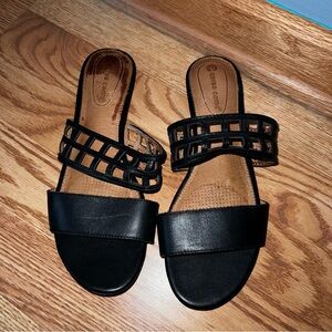 Corso Como Black Strappy Leather Sandals Size 8.5 M